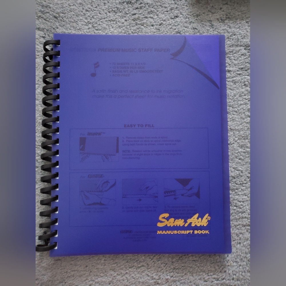 Sam Ash | Refillable Sheet Music Manuscript Notebook with Premium Staff Paper
